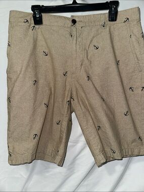 Dockers Tan Shorts with Navy Anchor Embroidery